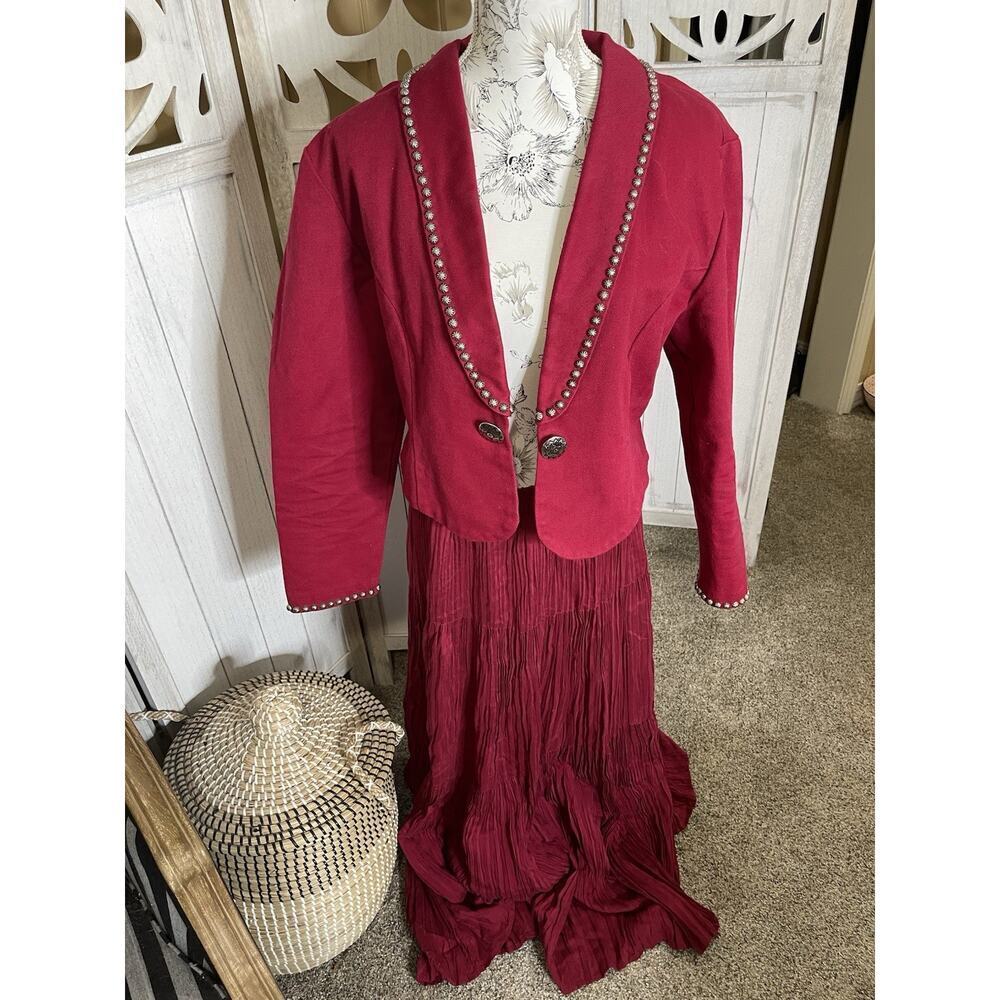 Vintage MILLER STOCKMAN Broomstick Skirt & Jacket Western Glam Hippie Large